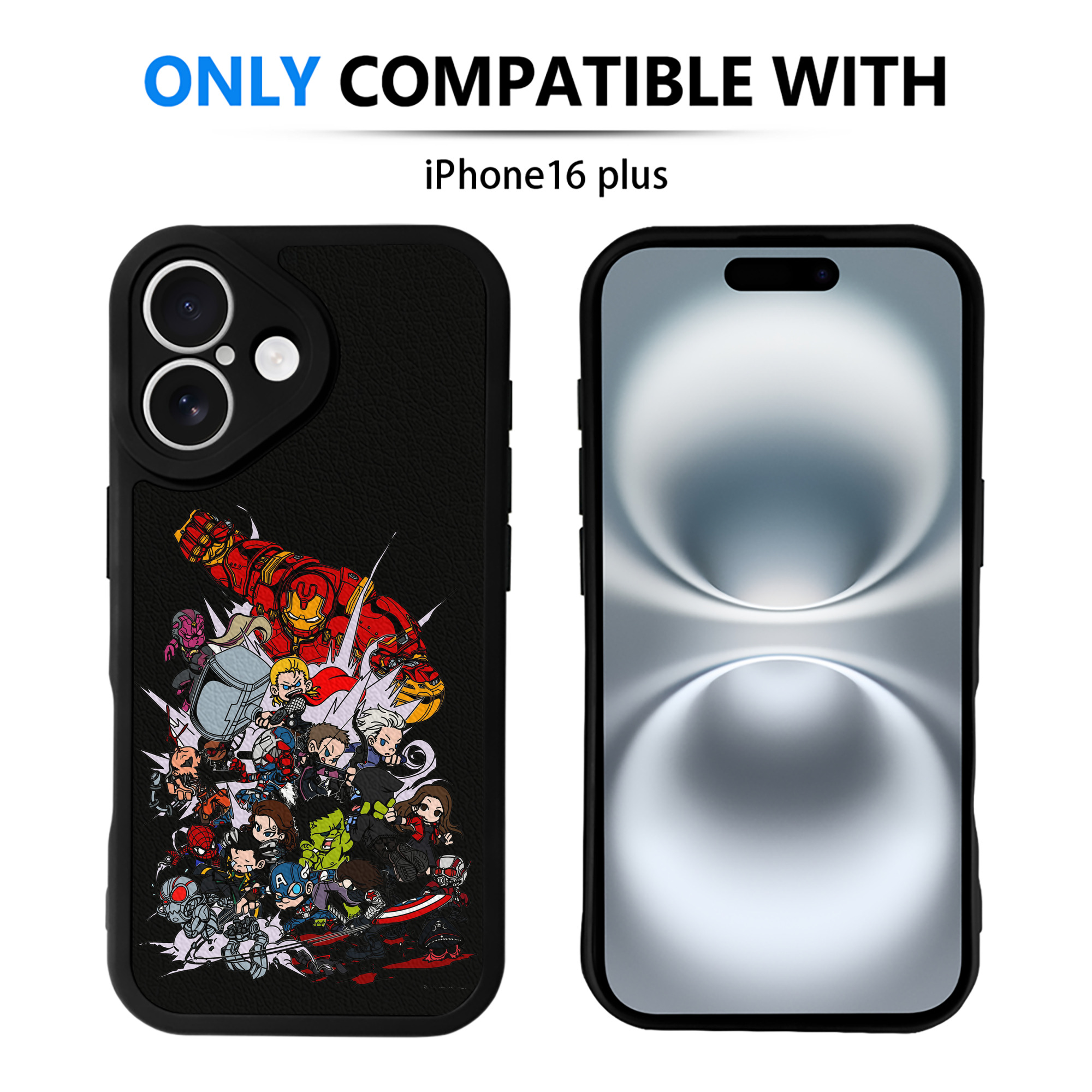（画像用） アベンジャーズ The Avengers 【iPhone 16シリーズ対応】シリコンスマホケース（レザー調） 材質：シリコン